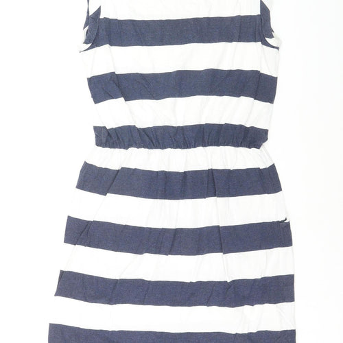 Boden Women’s Blue White Striped Sleeveless Shift Dress Size 10