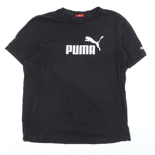 Puma Men's Black Logo Graphic T-Shirt Size L Short Sleeve Jersey