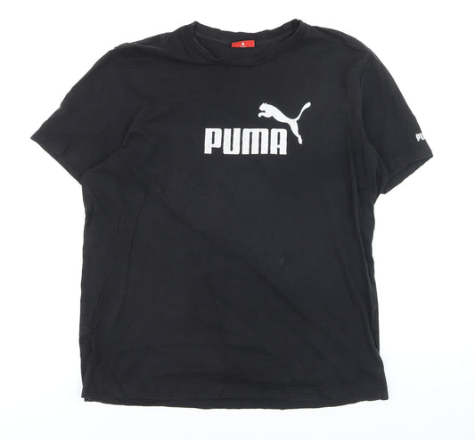 Puma Men's Black Logo Graphic T-Shirt Size L Short Sleeve Jersey