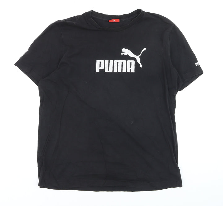 Puma Men's Black Logo Graphic T-Shirt Size L Short Sleeve Jersey