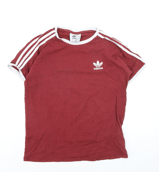 Adidas Men's Red Short Sleeve Crew Neck Cotton Sports T-Shirt M