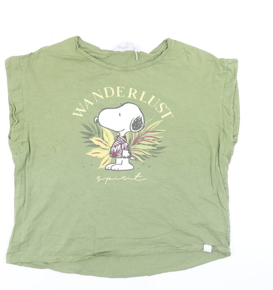 Women'secret Peanuts Snoopy Green Relaxed Fit Women's T-Shirt M