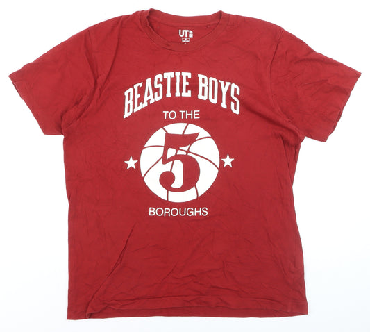 Uniqlo Men Red Beastie Boys Graphic Band T-Shirt Size M