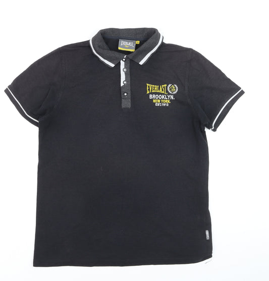 Everlast Men's Black Regular Fit Embroidered Polo Shirt Size M