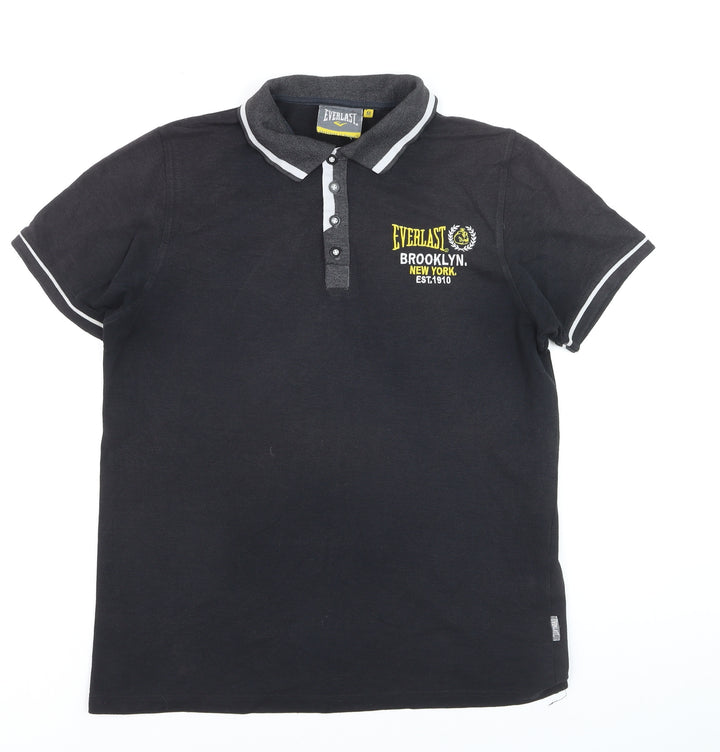 Everlast Men's Black Regular Fit Embroidered Polo Shirt Size M