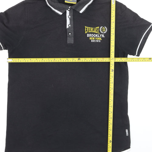 Everlast Men's Black Regular Fit Embroidered Polo Shirt Size M