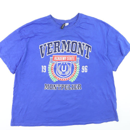 H&M Divided Men Blue Vermont University Graphic Cotton T-Shirt L