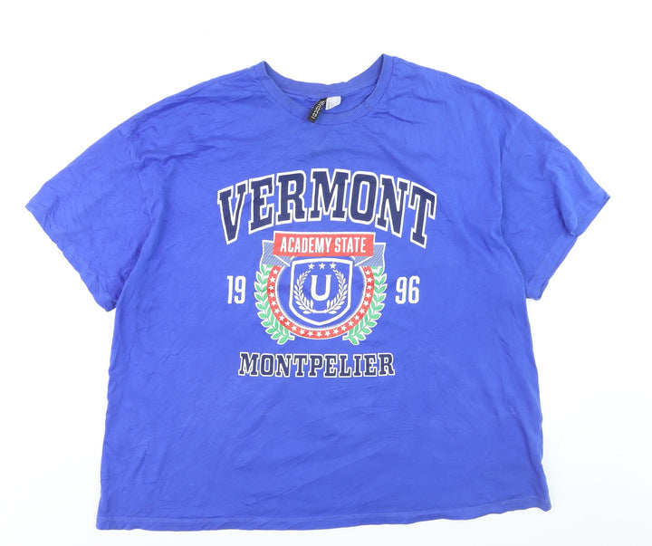 H&M Divided Men Blue Vermont University Graphic Cotton T-Shirt L