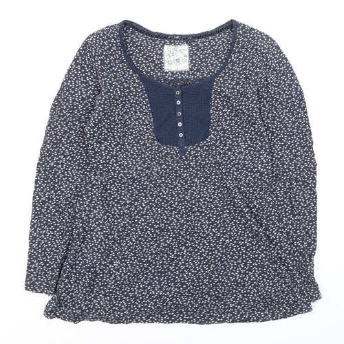 Fat Face Women's Blue Geometric Long Sleeve Cotton Tunic Blouse Size 14