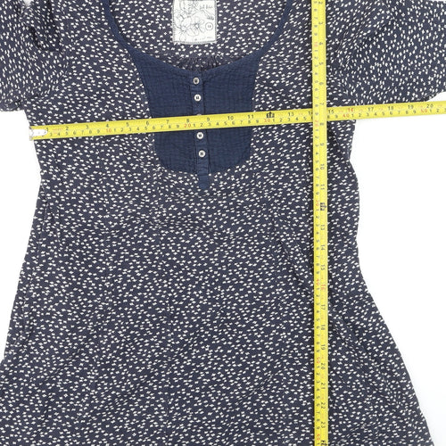 Fat Face Women's Blue Geometric Long Sleeve Cotton Tunic Blouse Size 14