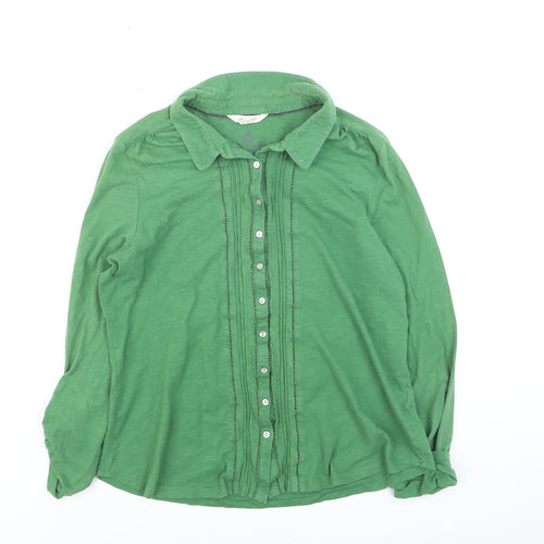 White Stuff Women's Green Cotton Button-Up Shirt UK 12