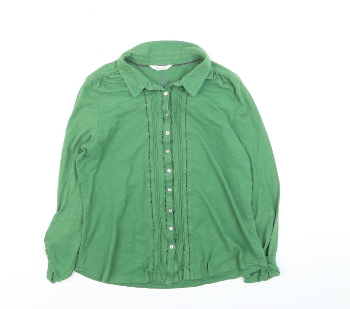 White Stuff Women's Green Cotton Button-Up Shirt UK 12