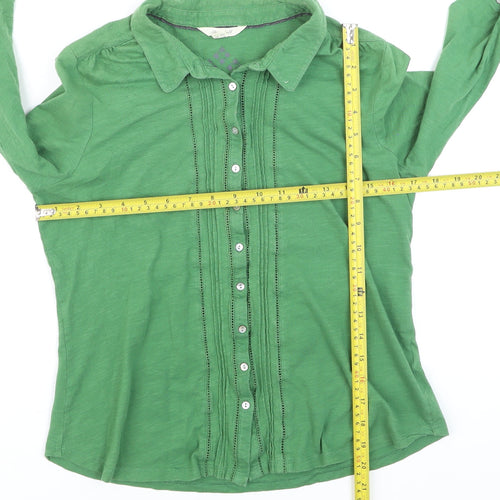 White Stuff Women's Green Cotton Button-Up Shirt UK 12