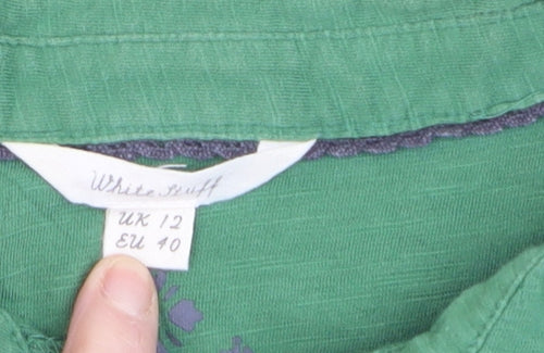 White Stuff Women's Green Cotton Button-Up Shirt UK 12