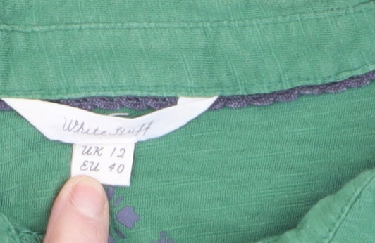 White Stuff Women's Green Cotton Button-Up Shirt UK 12