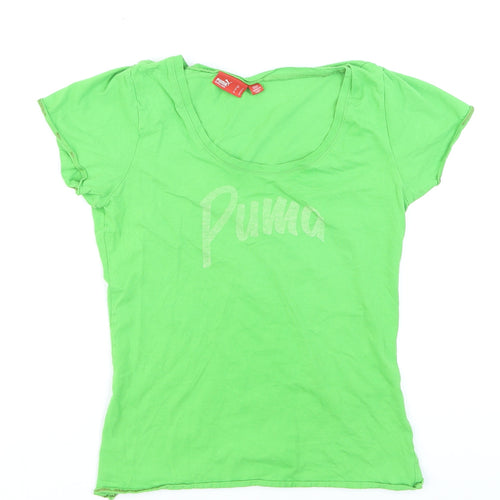 Puma Womens Green Short Sleeve Basic T-Shirt Size 10