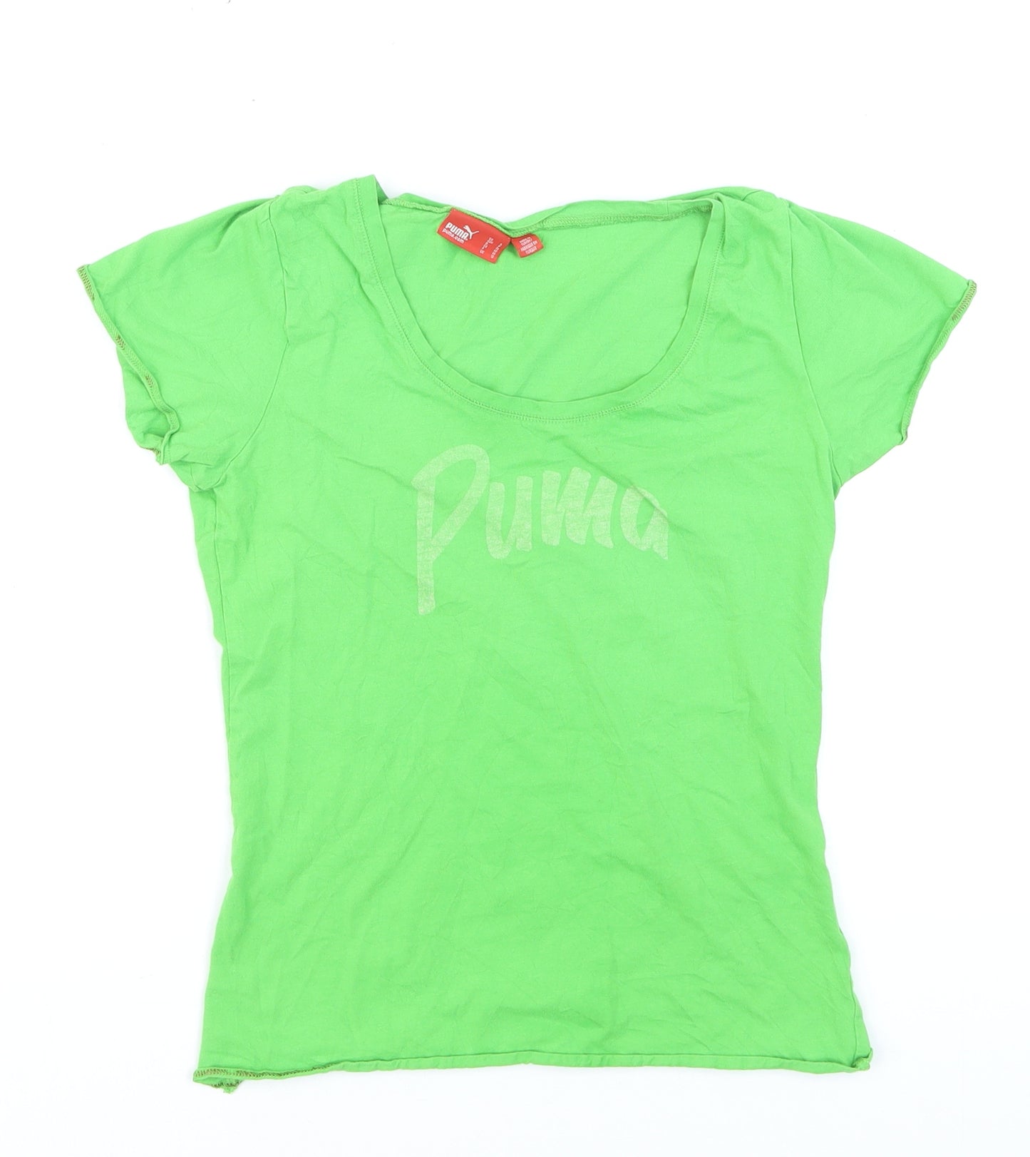 Puma Womens Green Short Sleeve Basic T-Shirt Size 10