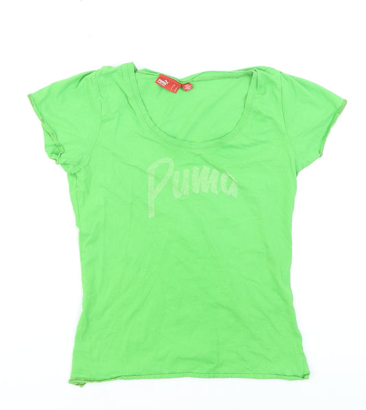 Puma Womens Green Short Sleeve Basic T-Shirt Size 10