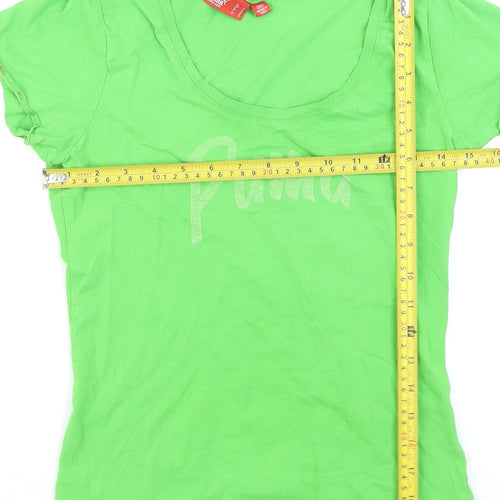 Puma Womens Green Short Sleeve Basic T-Shirt Size 10