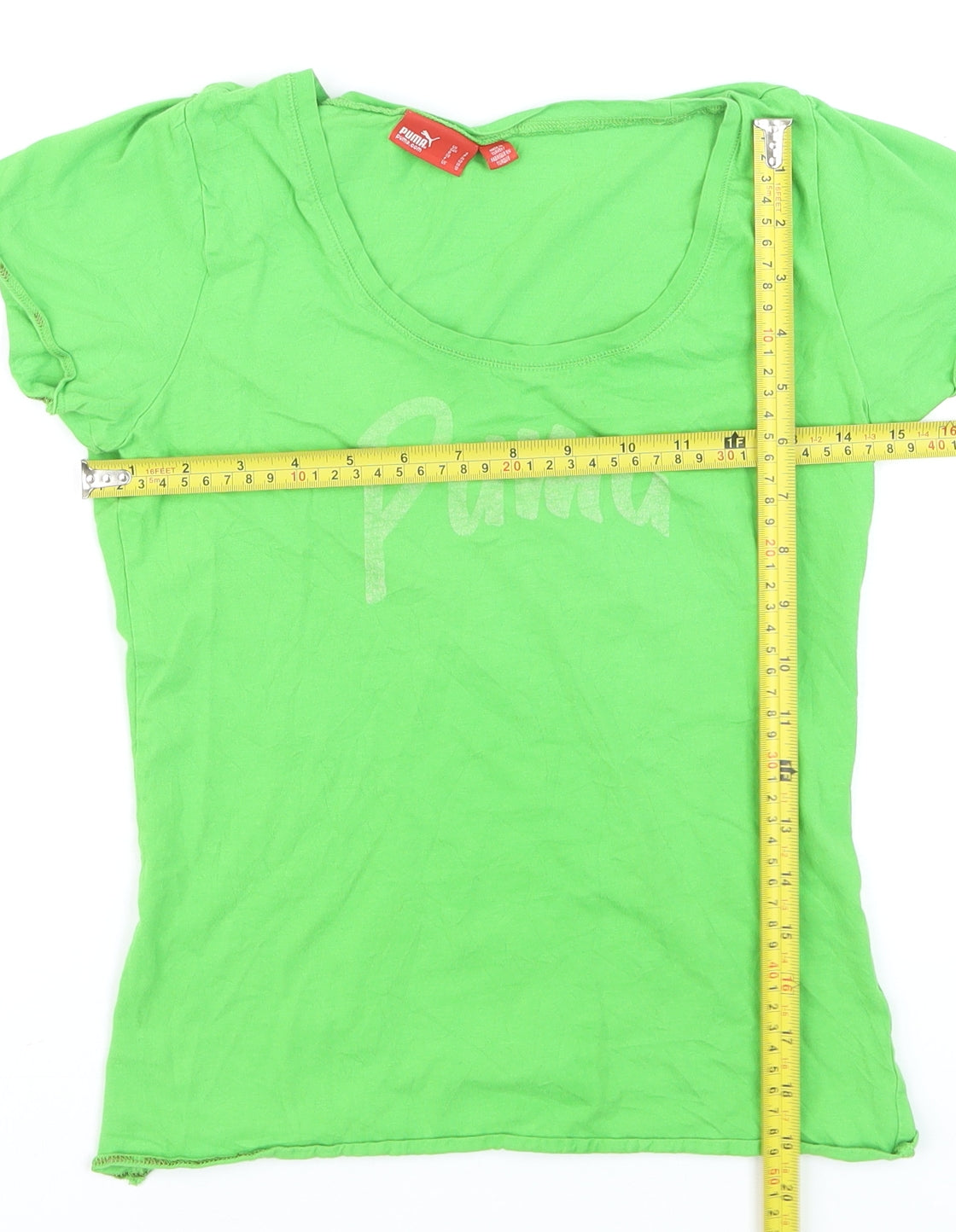 Puma Womens Green Short Sleeve Basic T-Shirt Size 10