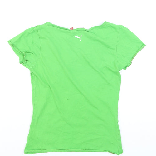 Puma Womens Green Short Sleeve Basic T-Shirt Size 10