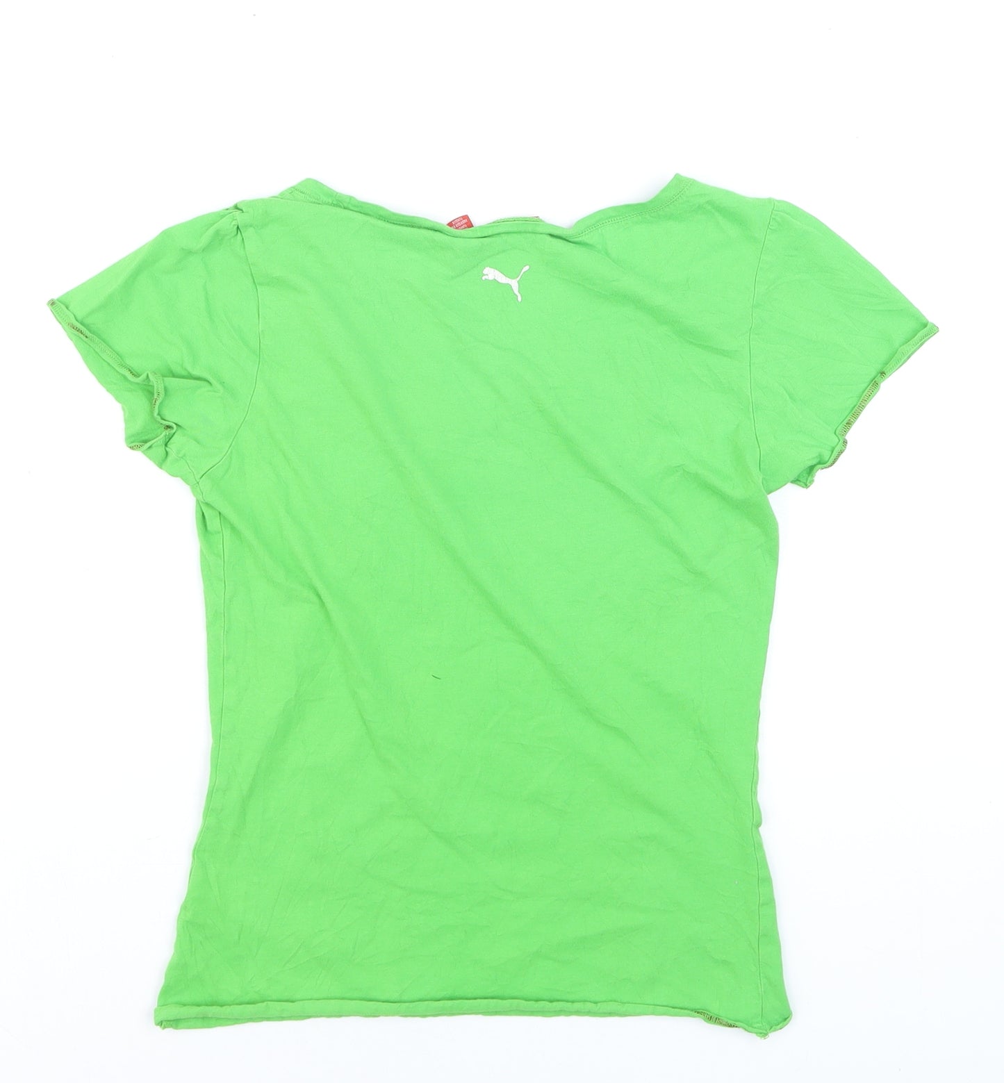 Puma Womens Green Short Sleeve Basic T-Shirt Size 10
