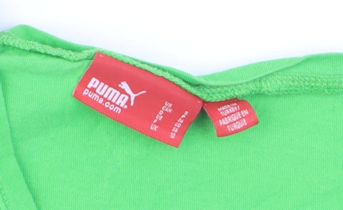 Puma Womens Green Short Sleeve Basic T-Shirt Size 10