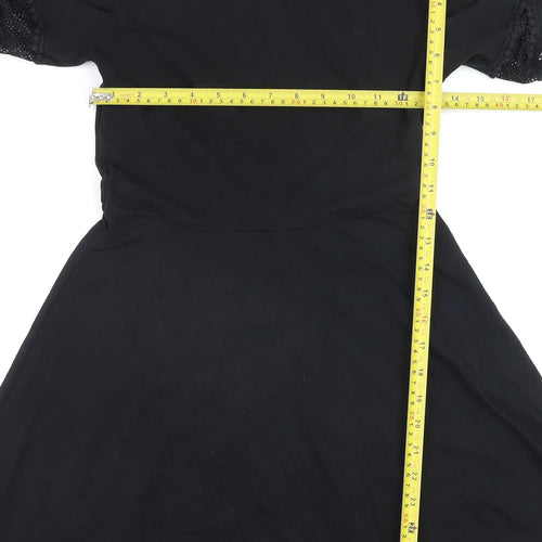 Dorothy Perkins Women's Black A-Line Knee Length Dress Size 8