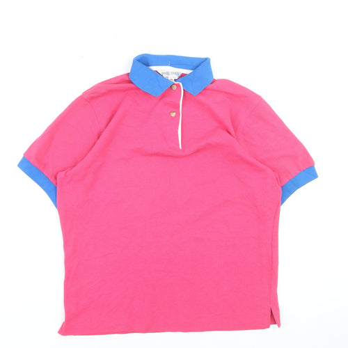 James Meade Men's Pink Cotton Polo Shirt Medium Short Sleeve