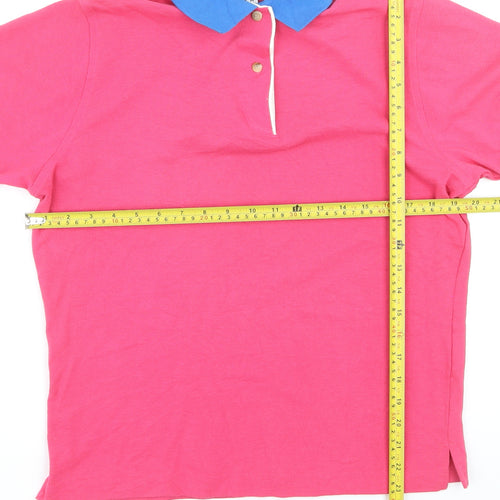James Meade Men's Pink Cotton Polo Shirt Medium Short Sleeve