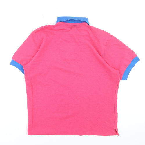 James Meade Men's Pink Cotton Polo Shirt Medium Short Sleeve