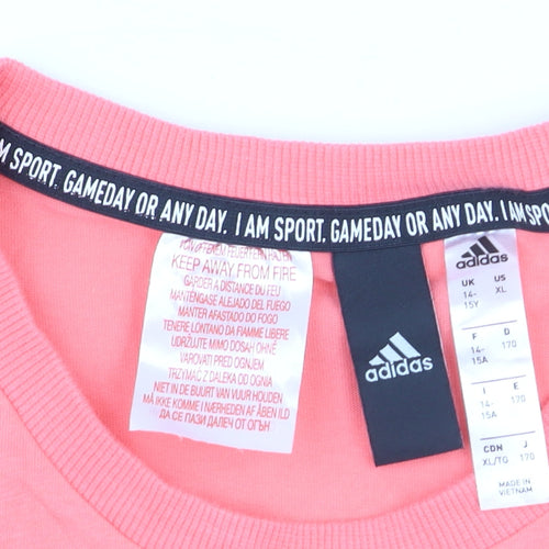 Adidas Teens Pink XL Basic Sports T-Shirt Lightweight Cotton