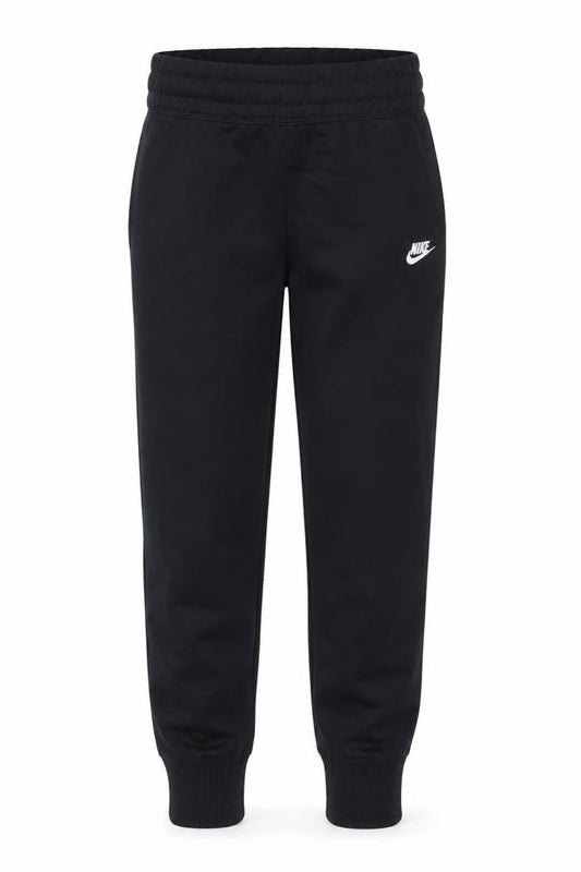 Front view of Nike boys’ black xs jogger track pants with side stripe