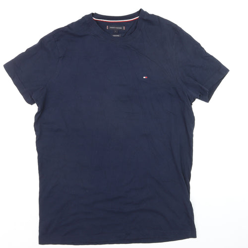 Tommy Hilfiger Men's Navy Blue Organic Cotton Crew Neck T-Shirt Size L