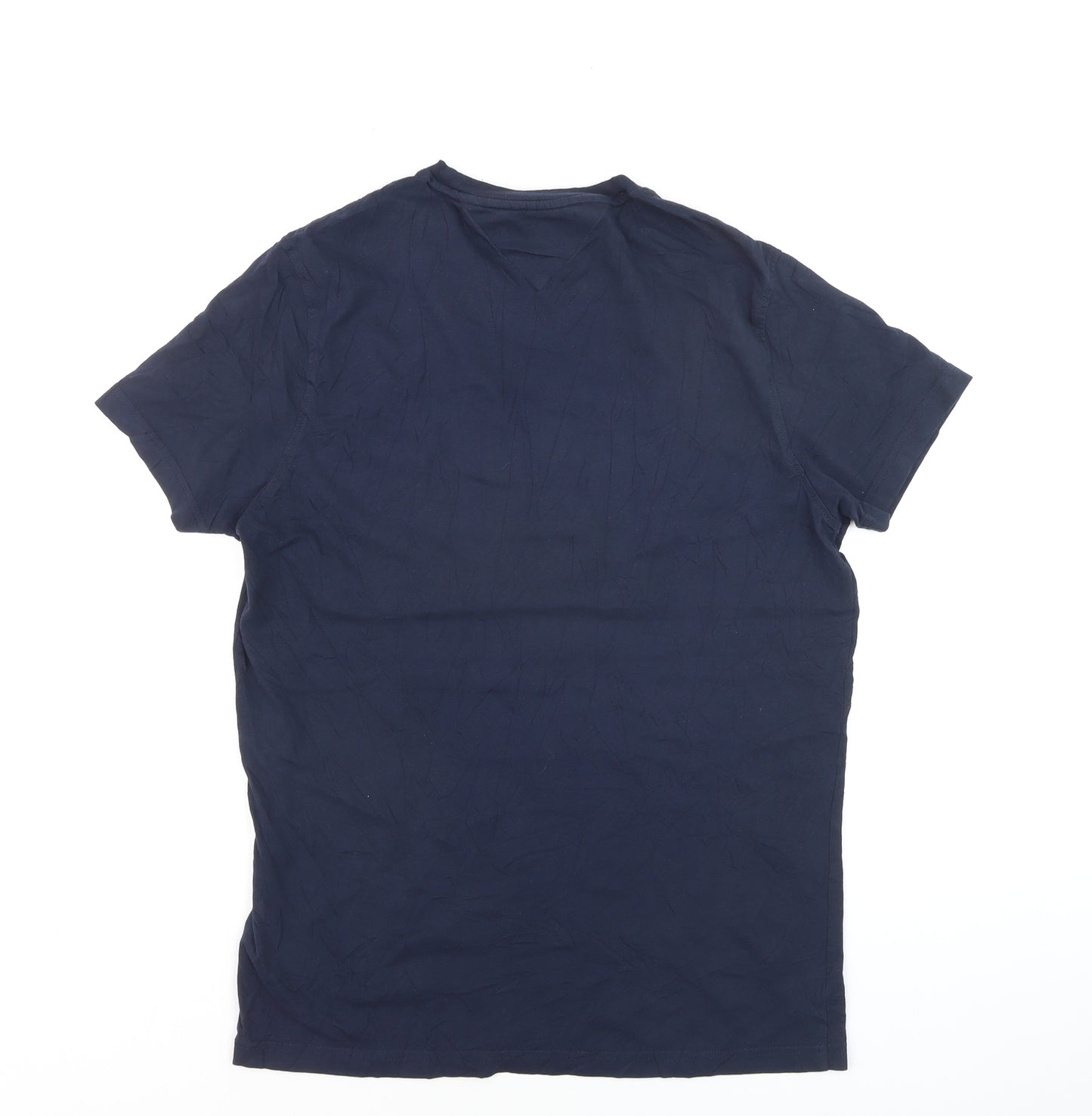 Tommy Hilfiger Men's Navy Blue Organic Cotton Crew Neck T-Shirt Size L