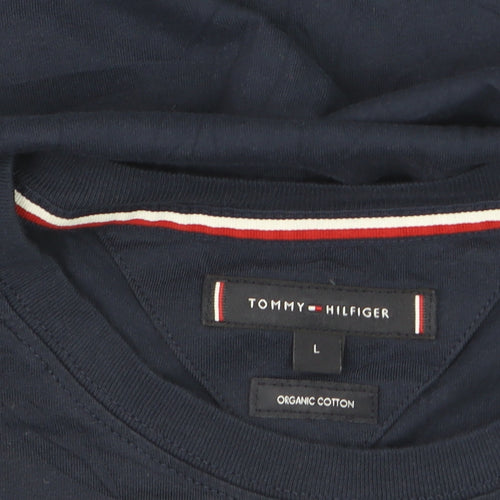 Tommy Hilfiger Men's Navy Blue Organic Cotton Crew Neck T-Shirt Size L