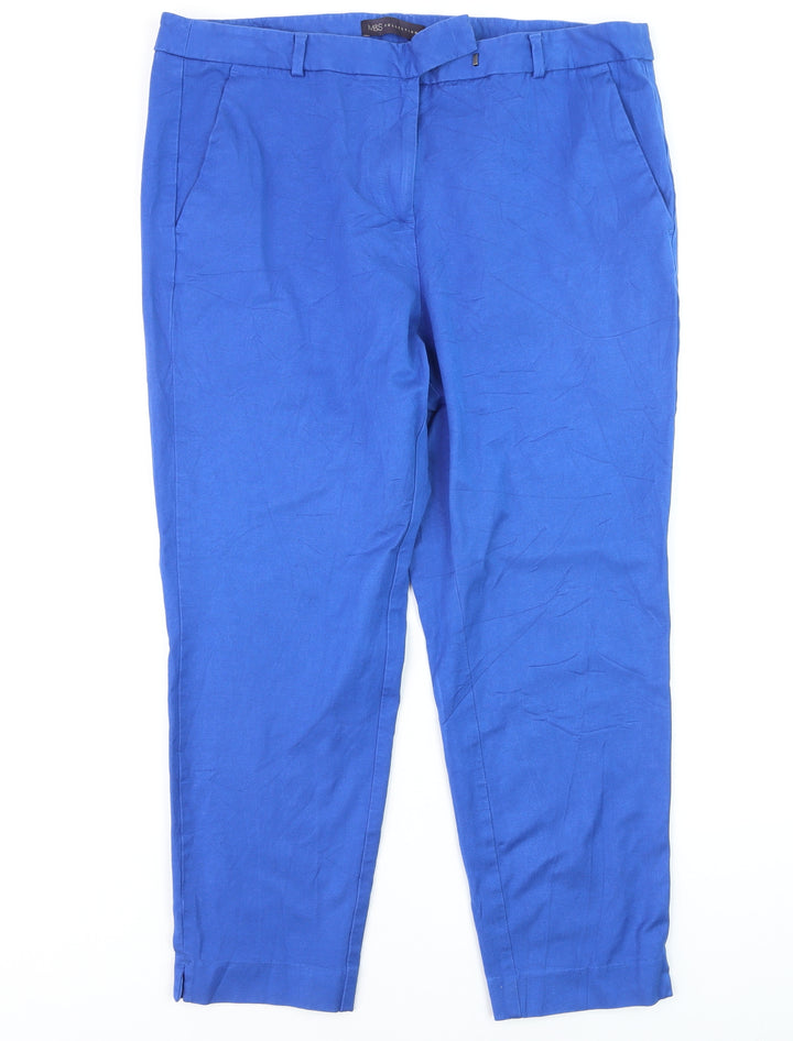 Marks and Spencer Women’s Blue Cotton Stretch Trousers Size 18 Regular