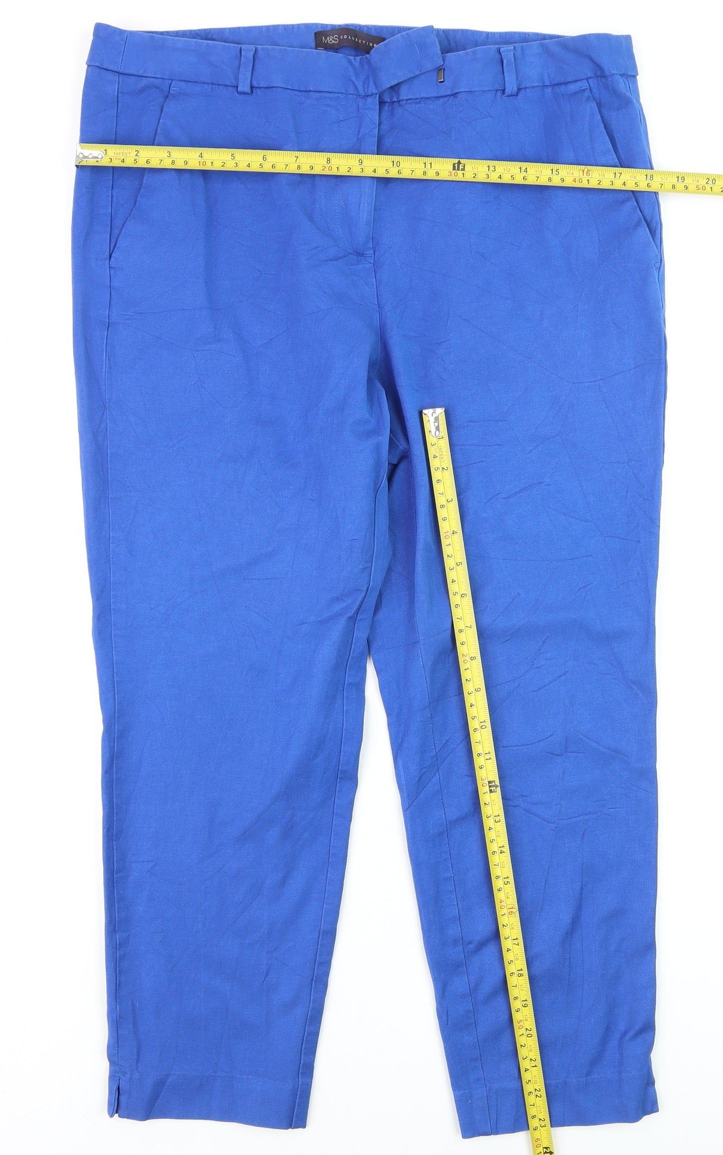 Marks and Spencer Women’s Blue Cotton Stretch Trousers Size 18 Regular