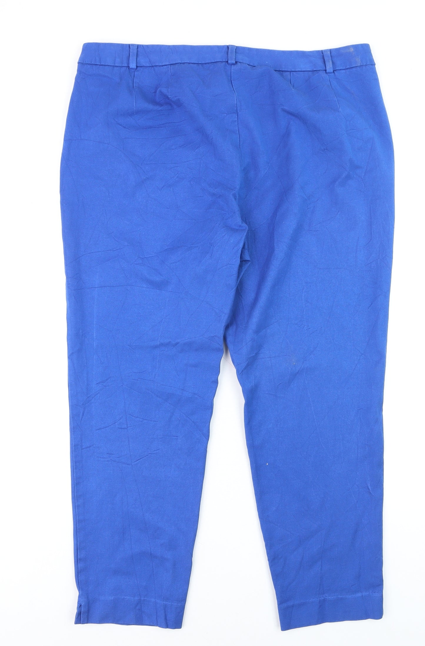Marks and Spencer Women’s Blue Cotton Stretch Trousers Size 18 Regular