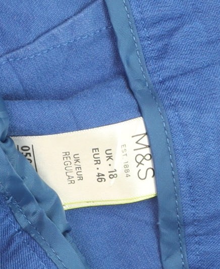 Marks and Spencer Women’s Blue Cotton Stretch Trousers Size 18 Regular