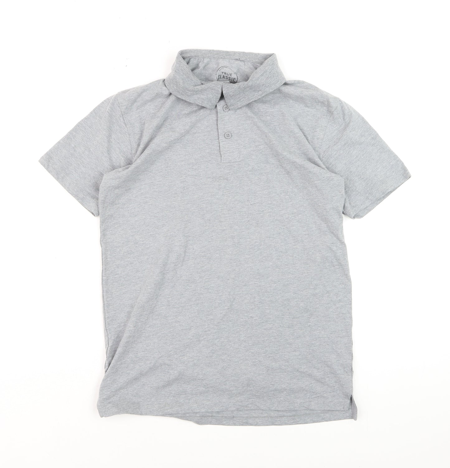 True Classic Men's Grey Short Sleeve Polo Medium Cotton Blend