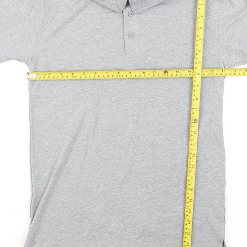 True Classic Men's Grey Short Sleeve Polo Medium Cotton Blend