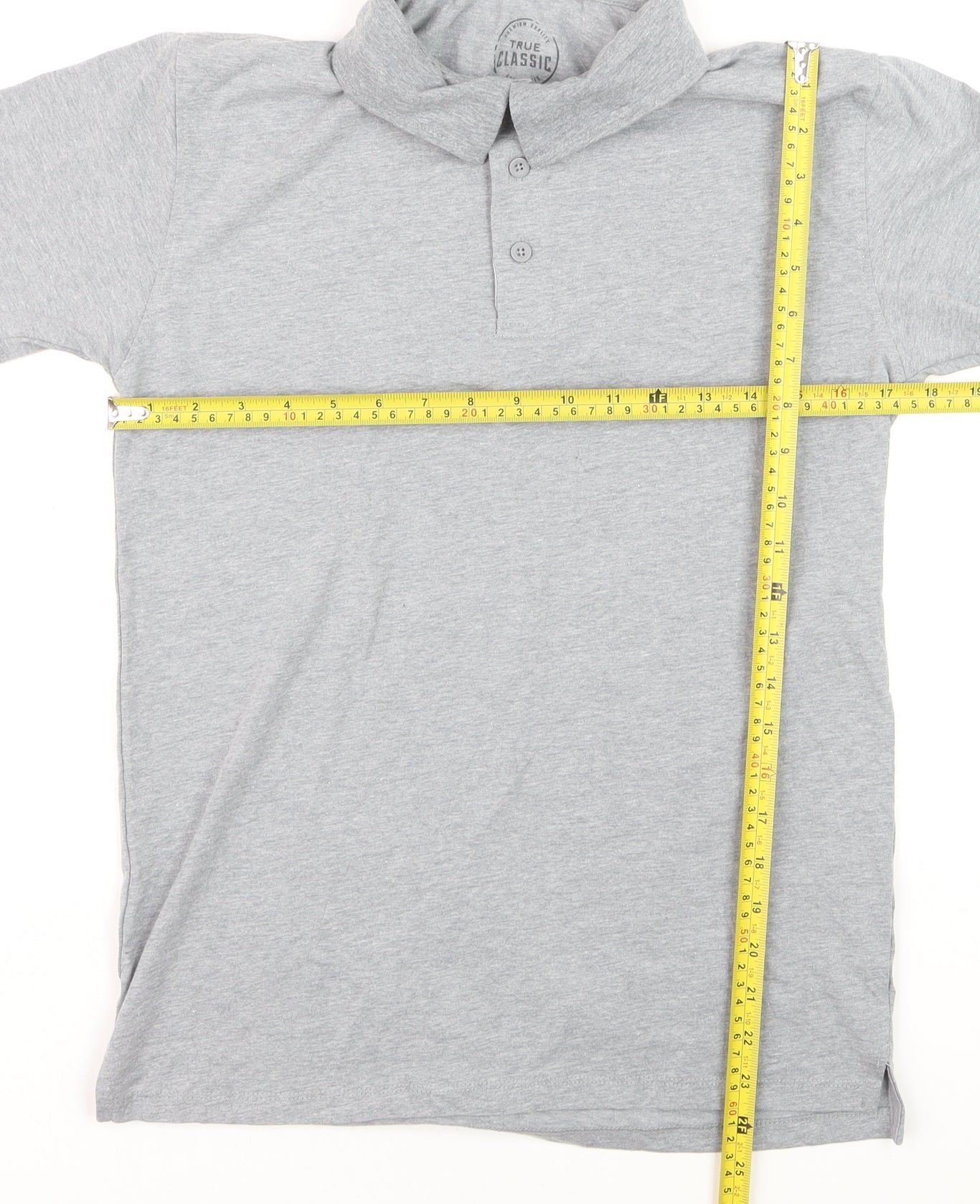 True Classic Men's Grey Short Sleeve Polo Medium Cotton Blend