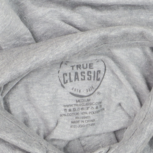 True Classic Men's Grey Short Sleeve Polo Medium Cotton Blend