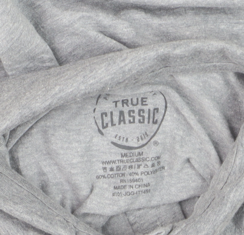 True Classic Men's Grey Short Sleeve Polo Medium Cotton Blend