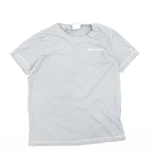 Champion Boys Blue Small Logo T-Shirt Short Sleeve Cotton Top
