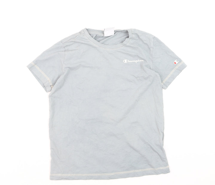 Champion Boys Blue Small Logo T-Shirt Short Sleeve Cotton Top
