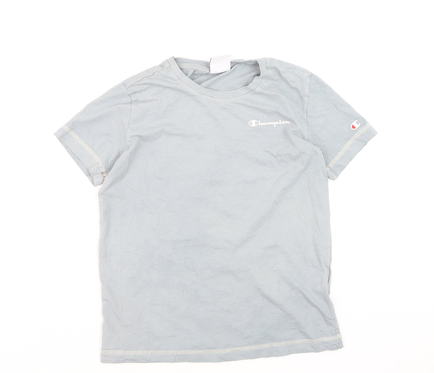 Champion Boys Blue Small Logo T-Shirt Short Sleeve Cotton Top