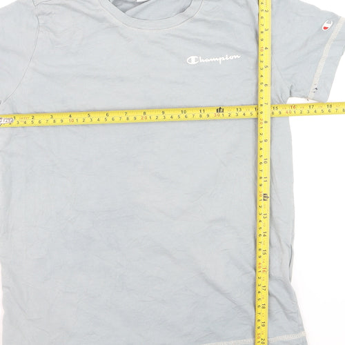 Champion Boys Blue Small Logo T-Shirt Short Sleeve Cotton Top