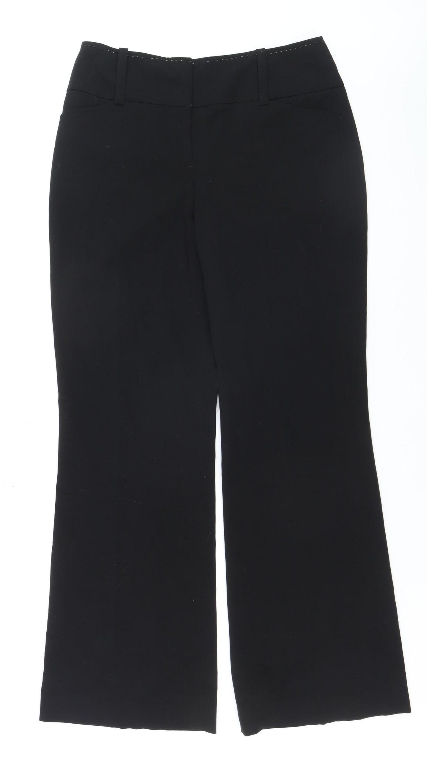Next Women's Black Dress Pants Size 10 Regular Straight Leg Stretch